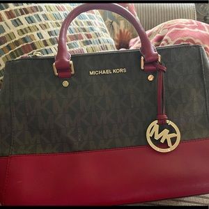 Michael Kors Brown and Burgundy Purse